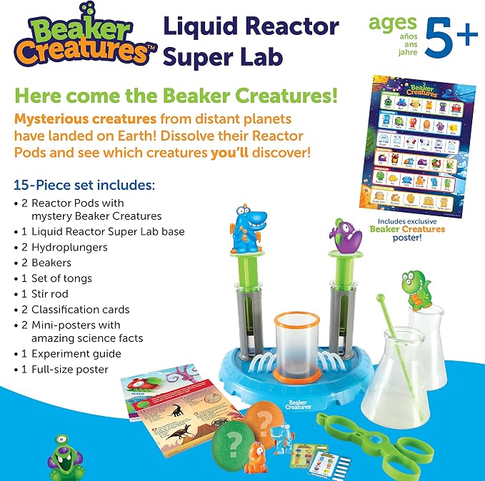 Learning Resources Beaker Creatures Liquid Reactor Super Lab | STEM Toys, Classroom Must Haves, Science Activities, Physics and Chemistry Set, Homeschool Supplies