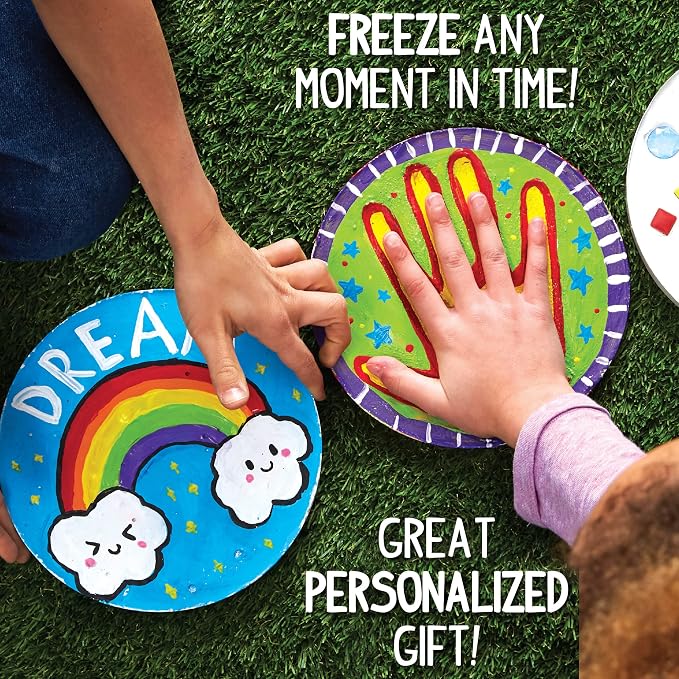 Made By Me Mix & Mold Your Own & Make 4 DIY Personalized Stepping Stones, Great Spring & Summer Weekend Activity, Perfect Keepsake, Birthday Party Idea for Kids Ages 5, 6, 7, 8, 9, Multicolor