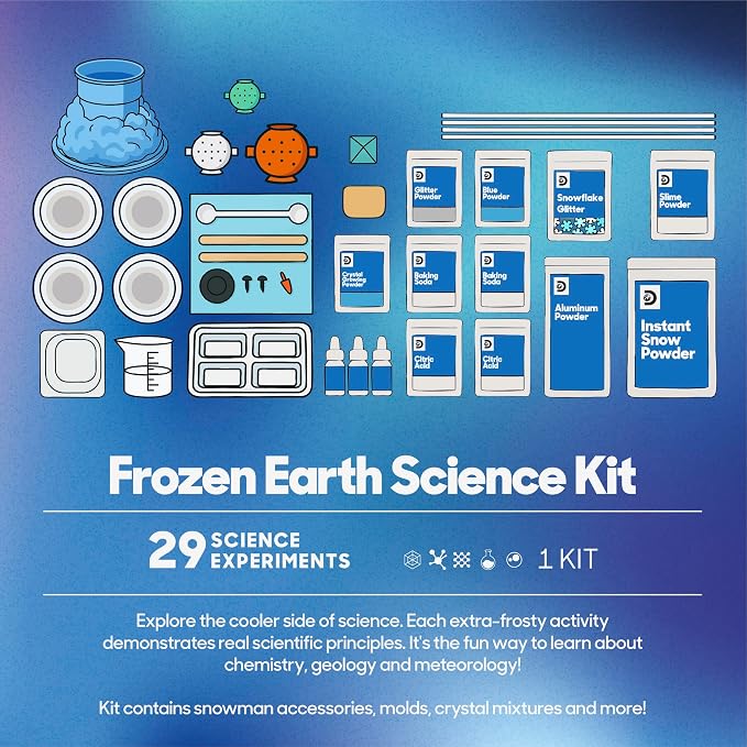 Discovery Frozen Earth Science Kit for Kids| 29 Science Experiments| Grow Crystals, Instant Snow, Snowflake Slime, Frozen Volcano| STEM Chemistry Activity Set| Educational Learning Toy| Gift Ages 8+