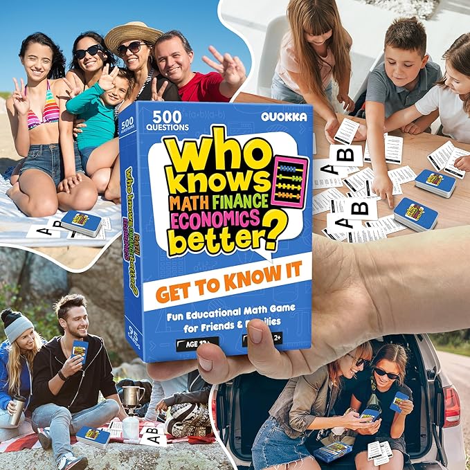 Card Games for Kids 8-12 - STEM Board Family Games for Kids and Adults | Trivia Cards for Family Game Night - Who Knows Math Finance Economics Better - Fun Card Game for Families and Teens