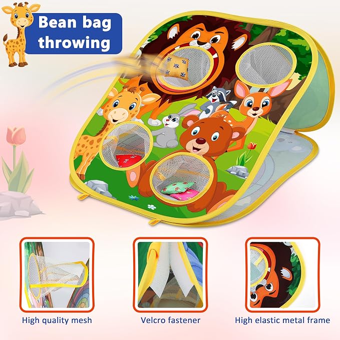 Animal Bean Bag Toss Game Toy Outdoor Toss Game | Family Party Party Supplies for Kids, Gift for Boys Birthday or Christmas for Toddlers Ages 3 4 5 6 Year Old