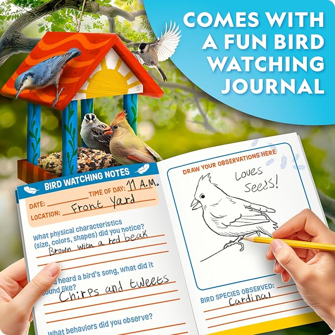 National Geographic Build Your Own Bird Feeder Craft Kit for Kids | DIY Wooden Bird Feeder, Paints and Brush, Bird-Watching Journal, Educational Poster, Outdoor Nature Craft, Birthday Gift