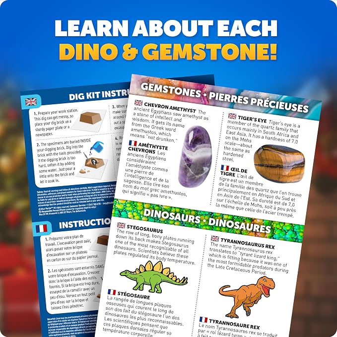 Blue Marble Christmas Ornament Dig Kit with 4 Science Surprises for Kids | 4 Dig Kit Ornaments, Gemstone and Dinosaur Dig Bricks, Excavation Activity, Christmas Craft, Stocking Stuffers
