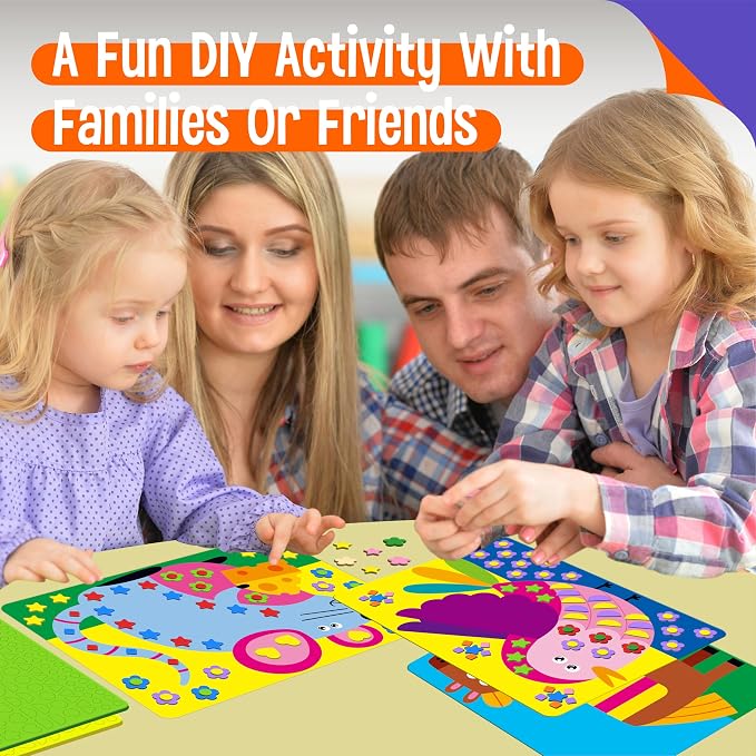 SpriteGru Foam Sticker Art Activity, 20 Farm Animal Art Boards with 1660 Foam Stickers in 10 Colors, Funny DIY Activity Creative Craft Kits Travel Game for Kids, Boys & Girls