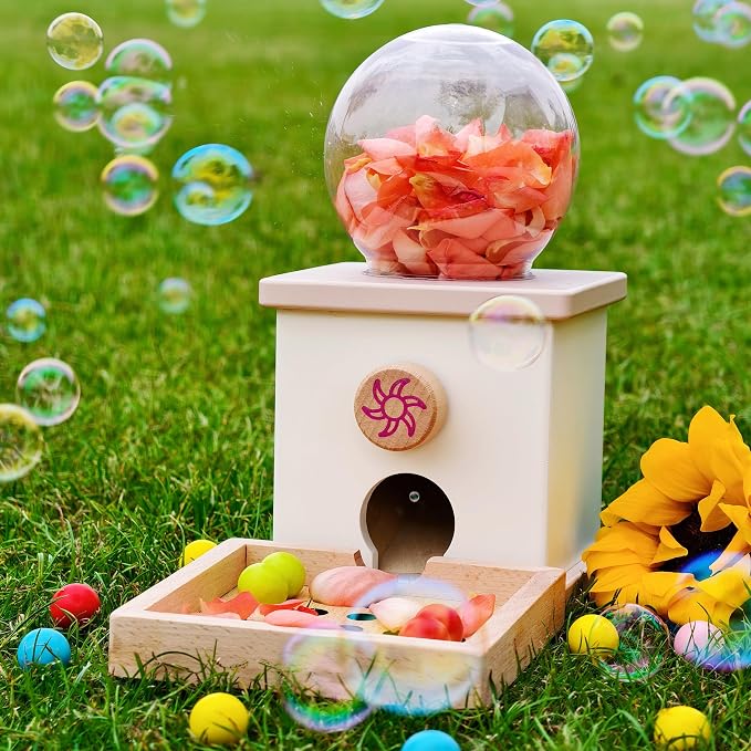 9.6" Wooden Gumball Machine For Kids Learning Color Sorting & Counting Toy | Toddler Preschool Learning Activities Toy for Kids Ages 3-5, Wood Preschool Learning Fine Motor Skills Game Toys