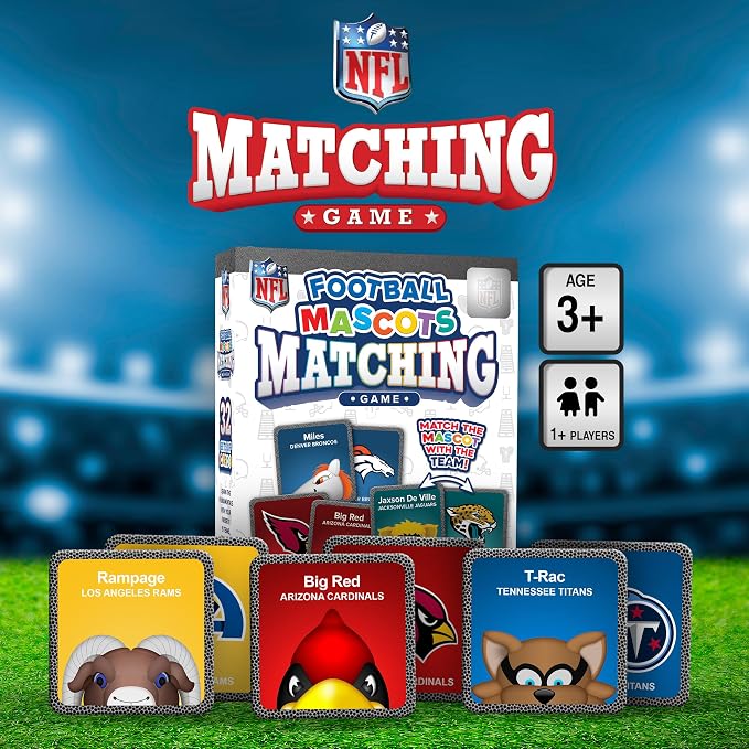 MasterPieces Sports Games - NFL Mascots Matching Game - Game for Kids and Family - Laugh and Learn