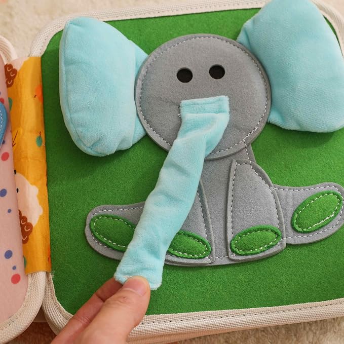 GOODMOM Busy Book for Toddlers Age 1-3 – Interactive Quiet Felt Activity Book with Hide-and-Seek Squirrel, Travel Toys for Kids, Montessori Learning Toys, Fine Motor Skills