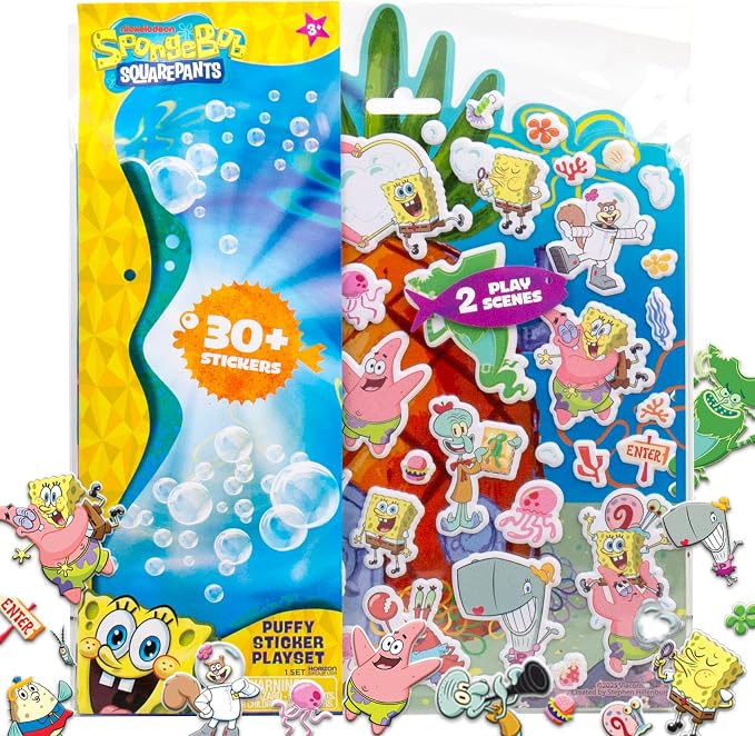 Horizon Group USA Puffy Sticker Playset for Kids, Spongebob