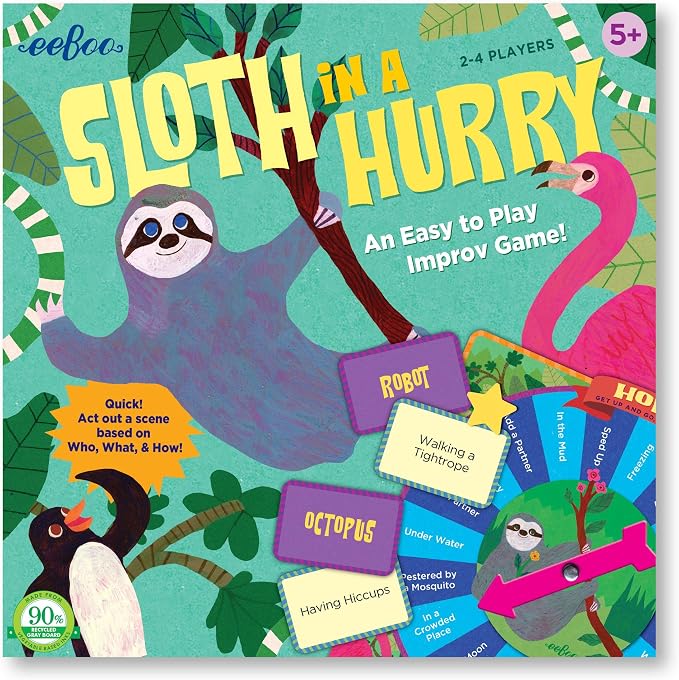 eeBoo Sloth in a Hurry Improv Action Board Game for Ages 5+