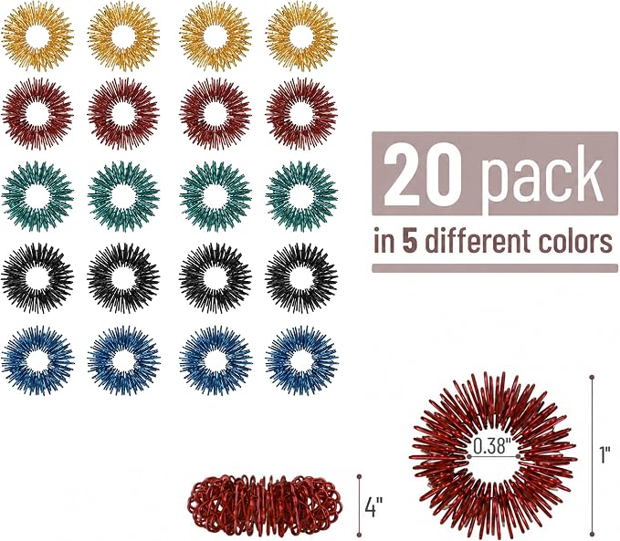 Mr. Pen- Spiky Sensory Rings, 20 Pack, Jewel Tones | Stress Relief Fidget Sensory Toys, Fidget Ring for Anxiety, Massager, Individuals with BFRB, ADHD and Attention Disorder