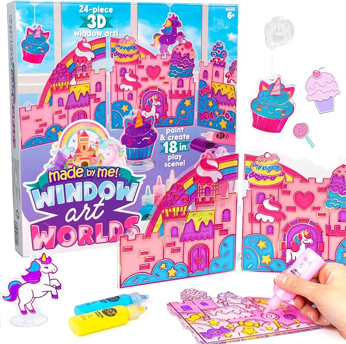 Made By Me Paint & Create Window Art Worlds Unicorn Kit – DIY Suncatcher Kit for Kids Ages 6+ – Create Your Own Suncatchers & Window Clings