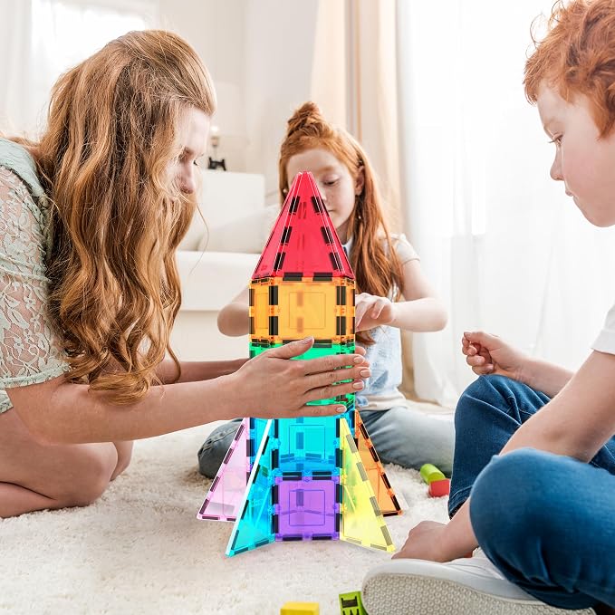 PicassoTiles Magnetic Building Block Rocket Booster Theme Set Magnet Construction Toy Educational Kit Engineering STEM Learning Playset Child Brain Development Stacking Blocks Playboard PT32