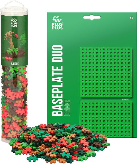 PLUS PLUS 240 Piece Jungle Mix Tube & Baseplate - Waffle Blocks Stem Toy | Sensory Bin Fillers, Gifts for Boys & Girls, Classroom Must Haves, Christmas Stocking Stuffers for Kids, Math Manipulatives