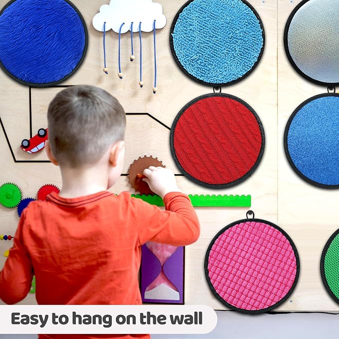 Upgraded 16 Set Sensory Mats, Mixed Colors Sensory Toys for Kids with Autism, Tactile Wall Panel Montessori Toy, Educational Toys for 3 Year Old, Toddler Learning Classroom Supplies Gift(8.3 Inch) | Designed for children with autism and young learners,...