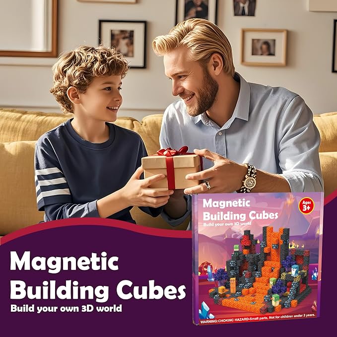 Magnetic Blocks STEM Magnet Tiles Construction Toys for 3+ Years Boys Girls | 100PCS Magnetic Building Blocks Toddler Toy STEM Build Cubes Magnetic Tiles Toddler Toy Christmas Gift for Kids