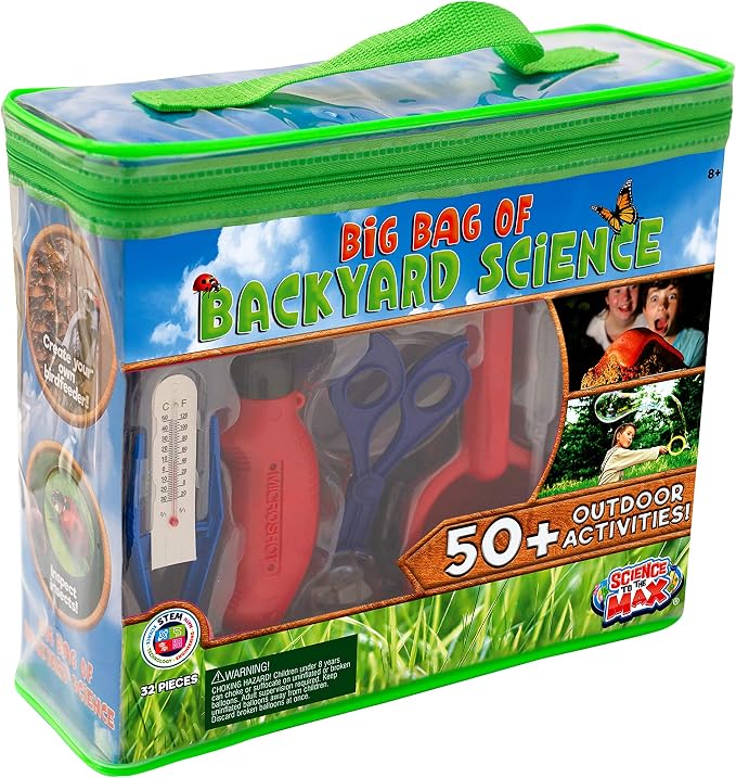 Be Amazing! Toys Big Bag of Backyard Science - STEM Science Kits for Kids 8+ - Educational Science Toys for Kids 10-12 with 50+ Projects - 32-Piece Experiment Science Set for Boys & Girls Age 8-12