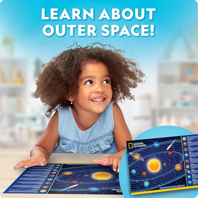 National Geographic Magnetic Solar System Art Kit for Kids with 9 Magnets | 9 Solar System Magnets, Sun and Planets, 6 Paint Colors and 2 Brushes, 3D Space Toy, Craft Project, Birthday Gift