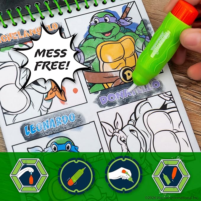 Teenage Mutant Ninja Turtles® Aqua Art, Great Kids Ninja Turtles Toys, TMNT Mess Free Coloring for Toddlers Paint with Water Books for Kids, Toddler Car Activities & Travel Toys, Water Painting Book