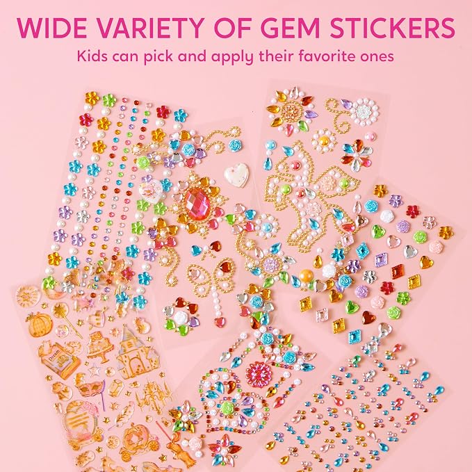 Klever Kits Gem Hat Kit for Girls, Decorate Your Own Baseball Cap with Gems Stickers, DIY Craft Kits for Kids Girls Toys Age 6-8