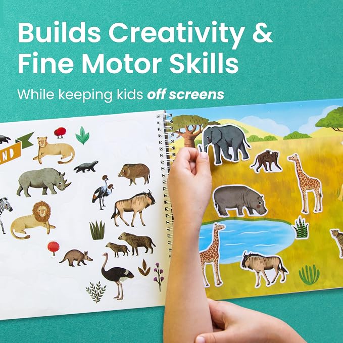 Cupkin Animal Habitats Coloring & Sticker Activity Book | 500+ Stickers | Spiral-bound kids craft format with 12 scenes, 12 art pages, side-by-side viewing, and an easy-peel design for ages 2–8