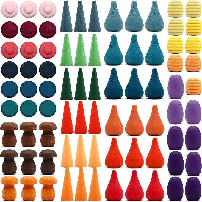 Candywood Rainbow Color Style Wooden Loose Parts Sensory Play Toys (81 PCS)
