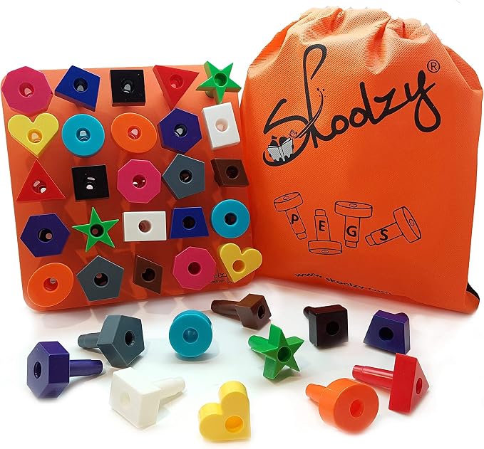 Skoolzy Peg Board Toddler Stacking Toys - Plastic Peg Board Toddler Toys