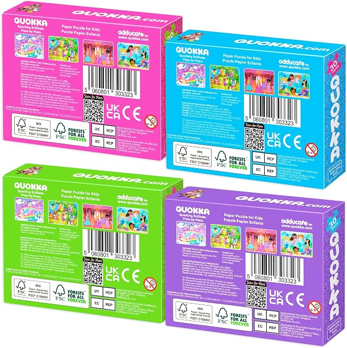 30 Piece Puzzles for Kids 3-5 - 4 Jigsaw Shimmer Toddlers Puzzles Ages 4-6 | Fairy Tale Set with Princess Unicorns Puzzles for Kids Ages 4-6 Years - Gift for Children