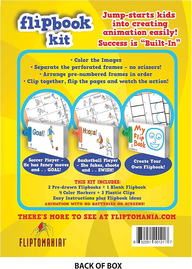 Fliptomania Flipbook Make-Your-Own Flip Book Kit for Kids 3 Pack, soccer, Basketball , & Blank DIY Flipbook Paper, Drawing Kids Arts & Crafts Project Set, Arts and Crafts for Kids Ages 8-12
