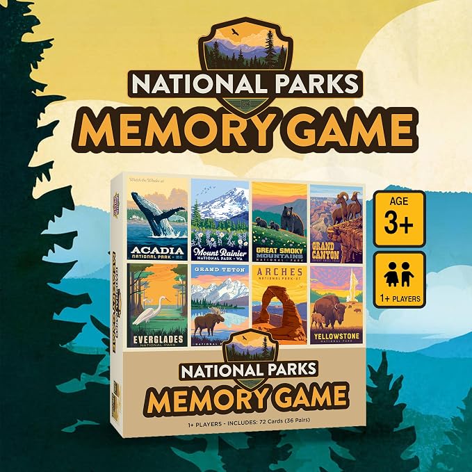 Masterpieces National Parks Memory Game - Fun Family Entertainment for Kids and Adults - Educational, Engaging, and Perfect for Game Night, Classroom Activities, and Interactive Play for All Ages