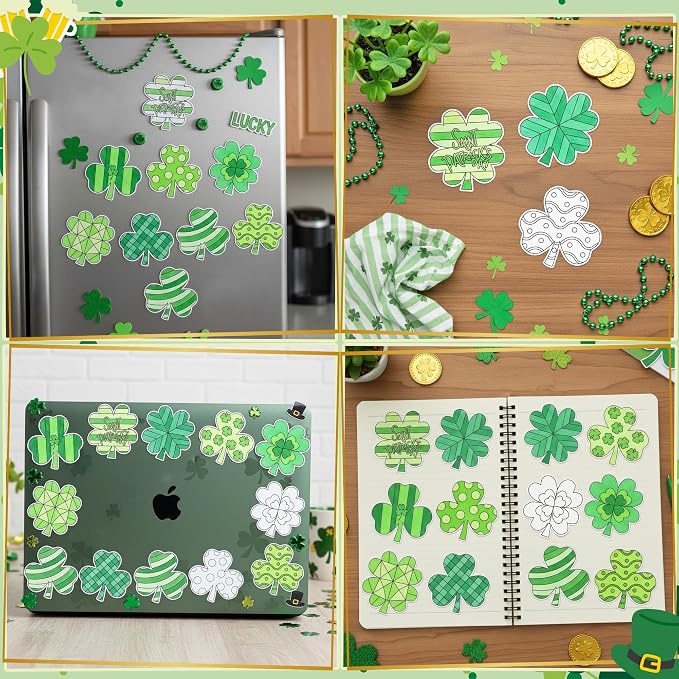 X1zuue 30Pcs St. Patrick's Day Color Your Own Magnets Art Crafts for Kids | Shamrock Blank Coloring Magnets for Holiday Irish Party School DIY Activities Fridge Whiteboard Decor Supplies