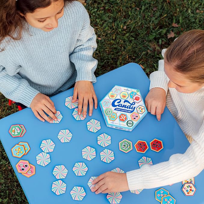 eeBoo Candy Memory & Matching Game, Ages 3+, 1-4 Players | Introduces sweets vocabulary. Sharpens recognition, concentration & memory skills. Includes 36 hexagonal tiles, 18 pairs