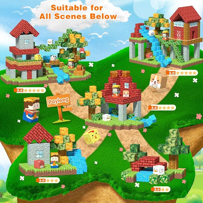 Magnetic Blocks, Forest Animals Magnet World Set, Magnetic Building Cubes for Boys Girls Age 4-8, 5-7, 8-12, STEM Montessori Sensory Toys for 3+ Toddlers, Travel Outdoor Toy Gifts for Kids