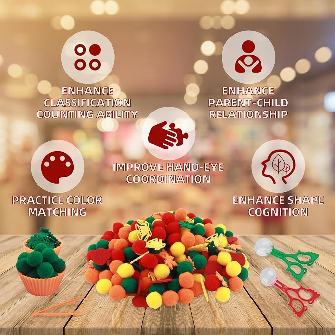 Apple Sensory Bin Filler, Fall Theme Gift,Trees, Leaves, Bells,Pom Poms, Counting Sorting Set,Toddler Toys, Fine Motor Toys Preschool Education Toys,for 3+ Years Old Kids, 294pcs.
