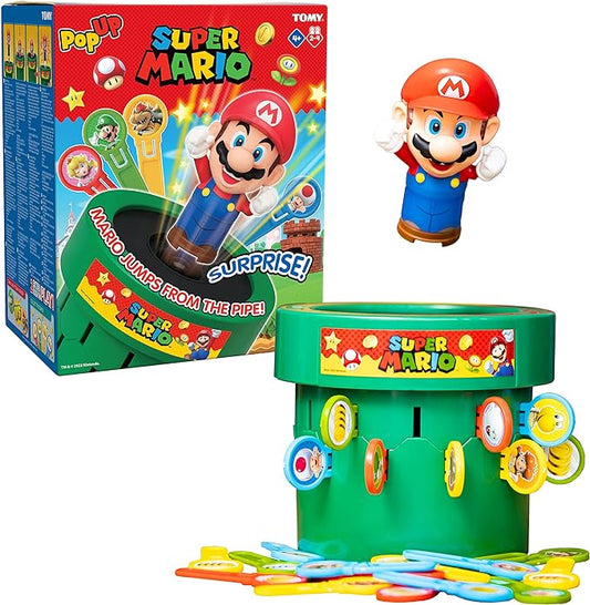 TOMY Pop Up Super Mario Family Action Game - 2-4 Players - Ages 4+ | Officially Licensed Nintendo Toys, Collectible Super Mario Toys, 3 Ways to Play, Recommended for Family Game Night