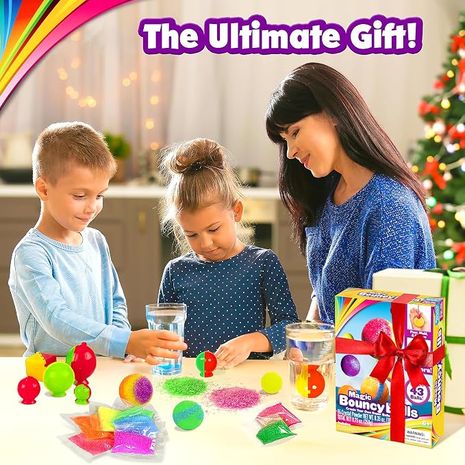 Creative Kids DIY Magic Bouncy Balls - 43 Ball Kit - STEM Science Toys | Makes Up to 43 Bouncy Balls, Includes 25 Multicolor Bags & 5 Molds, Science Activity & STEM Birthday Gift Set For Kids 6+