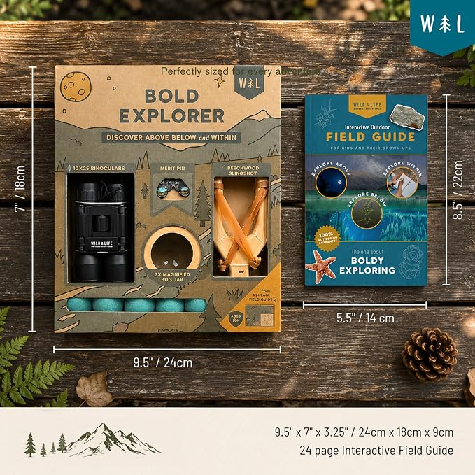 Bold Explorer Outdoor Adventure Kit - SHIPS MARCH 16-31 | Includes a wooden game and field guide, a STEM toy set for nature exploration, great fun for boys and girls of all ages