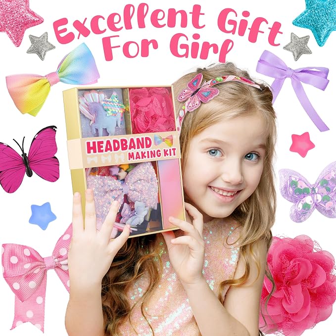 yasest Headband Making Kit for Girls - 89pcs DIY Hair Accessories Arts & Crafts Set - 5 6 7 8 Year Old Girl Birthday Gift