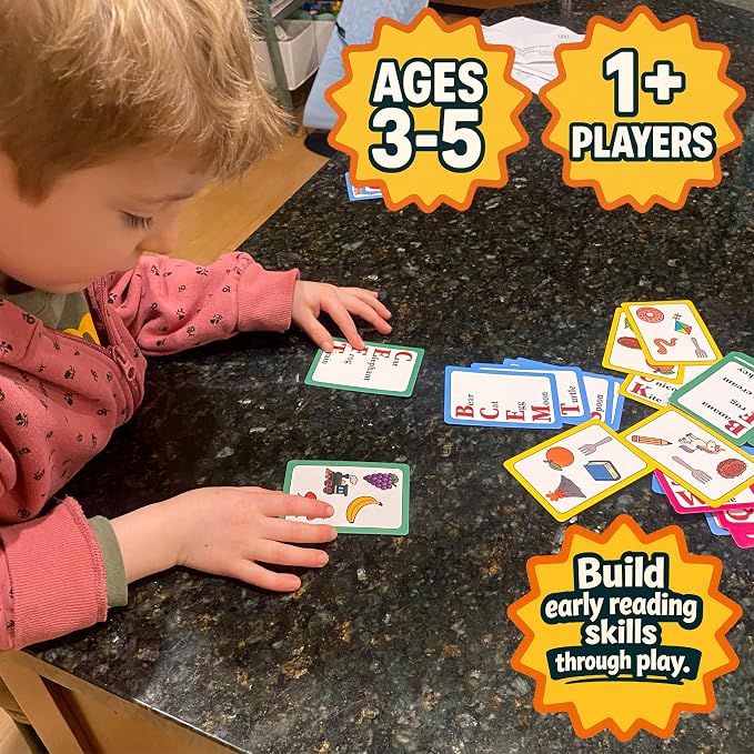 Montessori-Inspired Reading Matching Game for Ages 4-6 | Match Words Preschool & Kindergarten Early Reading Games | Letter & Word Recognition | Picture & Word Matching 1-4 Players