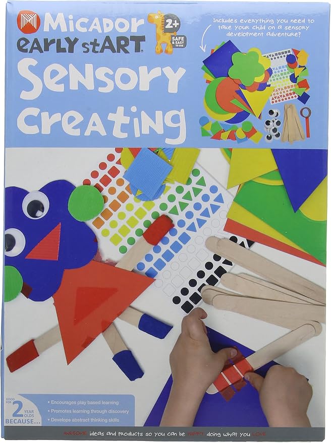 Micador early stART Sensory Creating Pack - Textured Surfaces + Stickers + Craft Sticks - Sensory, Imagination, Play + Fine Motor Skill Development - Ages 2+