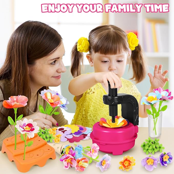 Magenta DIY Fabric Flower Bouquet Kit, Educational Girls Toy Gift 4+ | Flowers Market Toy for Kids, Build Your Flower Bouquet, Arts & Crafts for 4+ Year Toddler Girl