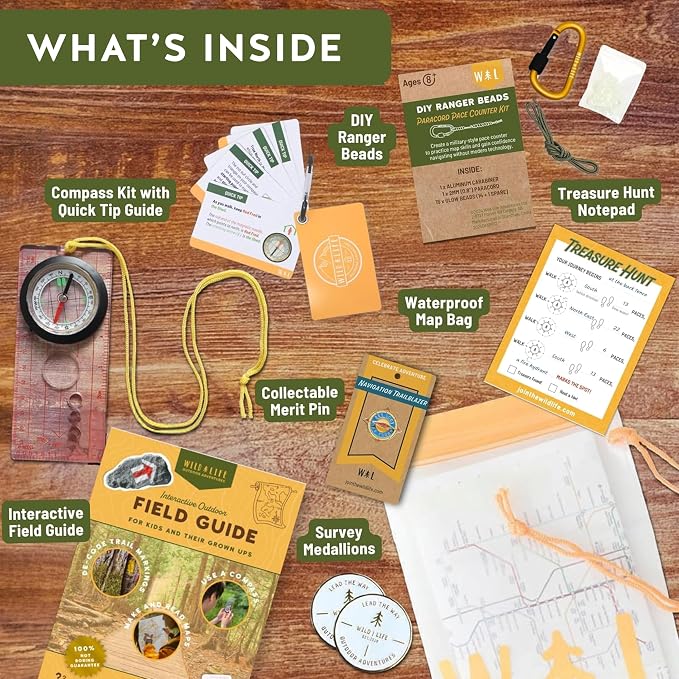 Navigation Trailblazer Kit for Kids Ages 8+ | Includes compass, map, ranger beads for hands-on wayfinding and exploration skills, a STEM gift for road trips & family play