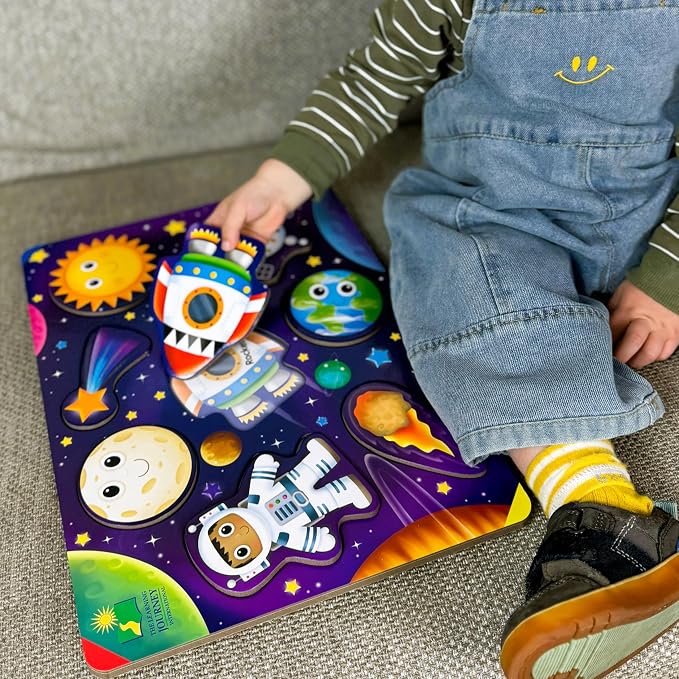 The Learning Journey Space Puzzle Lift & Learn - 26 Pieces - Cardboard, Outer Space Theme for Toddlers 2-5 Years