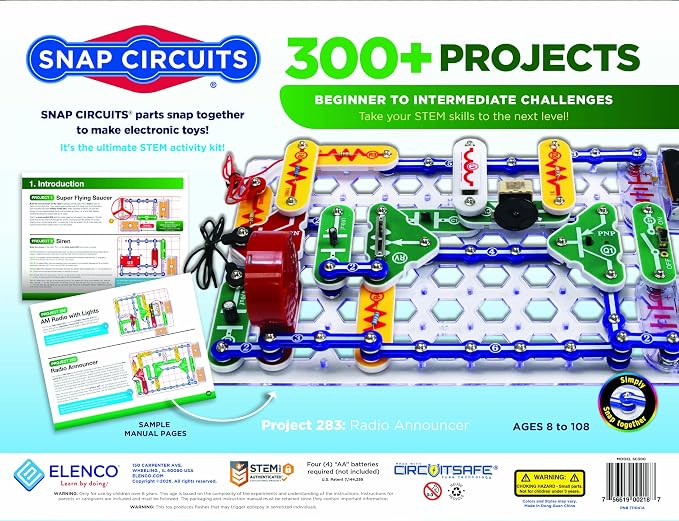 Snap Circuits Classic SC-300 Electronics Exploration Kit | Over 300 Projects | Full Color Manual Parts | STEM Educational Toy for Kids 8+ 2.3 x 13.6 x 19.3 inches