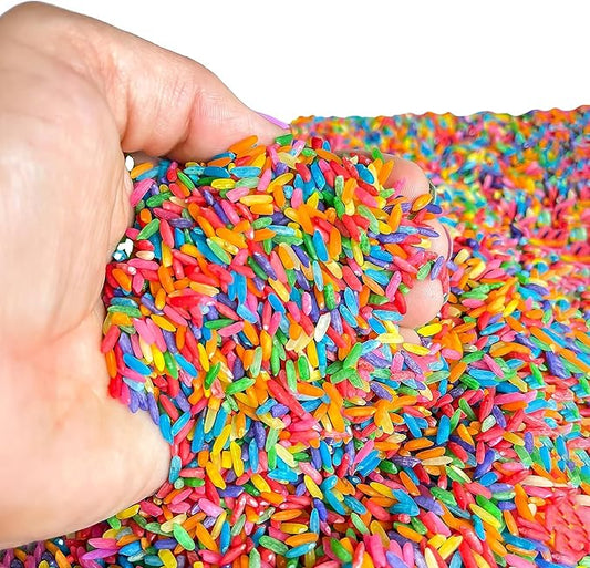 Rainbow Rice Sensory Bin Filler for Sensory Play 2 LB (4 Cups) - Non-Toxic | Taste-Safe Colored Rice for Sensory Tables - DIY Montessori Activities for Kids - All-Natural Chemical-Free Educational Play