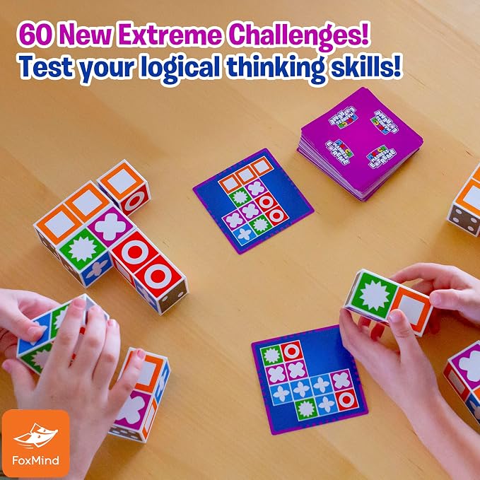 FoxMind Games: Expansion Pack -Match Madness Extreme Used with Original Match Madness Pattern Matching Puzzle Game, 60 New Challenge Cards, Fast-Paced up to 4 Players, Ages 7 and up