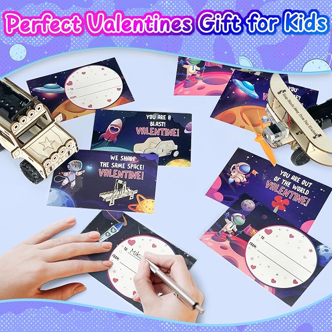 kortes Valentines Day Cards for Kids Classroom, 24 Pack Valentines Gift Cards with Stem Kits, Valentine's Party Favors Toys for Boys Girls and Valentine School Exchange Gifts Greeting Cards