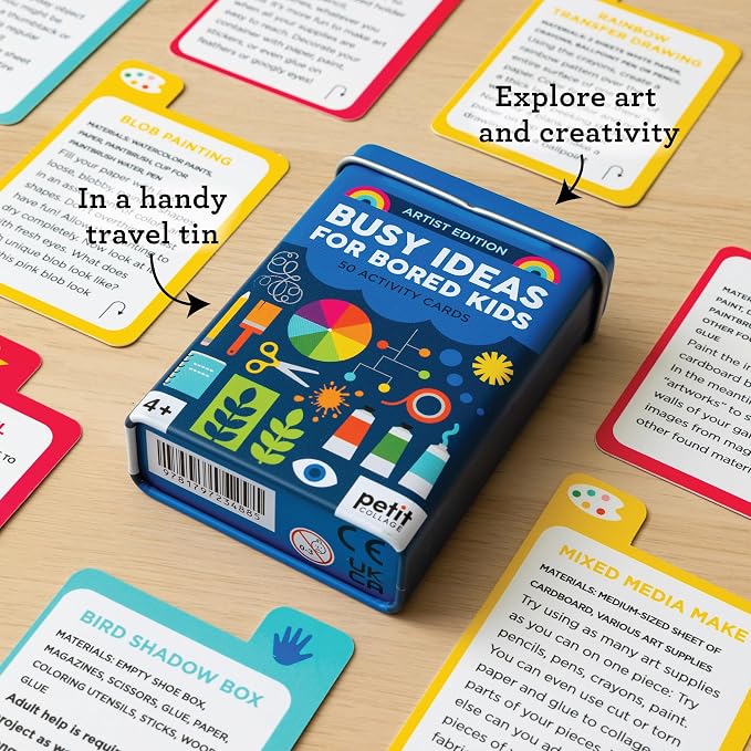 Petit Collage: Busy Ideas for Bored Kids- Artist Edition - Includes 50 Ideas to Cure Boredom - Imagination, Curiosity, and Technical Activities - Great for Kids 4+