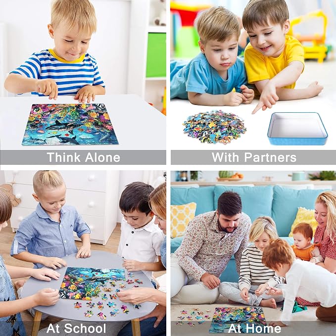 LELEMON Puzzles for Kids Ages 4-6,100 Piece Puzzles for Kids in Metal Box | Educational Underwater World Jigsaw Puzzles Kids Puzzles,100 Piece Puzzle Games Puzzle Toys for Girls and Boys