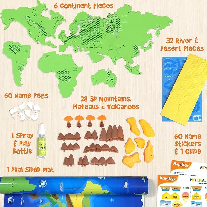 Imagimake Mapology Physical Features of World, Geography Game for Kids 8+ | Educational 3D Jigsaw Puzzle, Learn Mountains, Rivers & Volcanoes, Back to School Gift for Kids Ages 8,9,10,11,12 Years Old