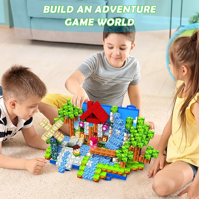 120PCS Magnetic Blocks, Forset Magnetic Building Blocks Tiles for Kids 3+ | 3D Forest Magnetic Cubes, Strong Sturdy Magnet Construction Set, Ideal Christmas Birthday Sensory Toy Gift for Kids 3 4 5-10